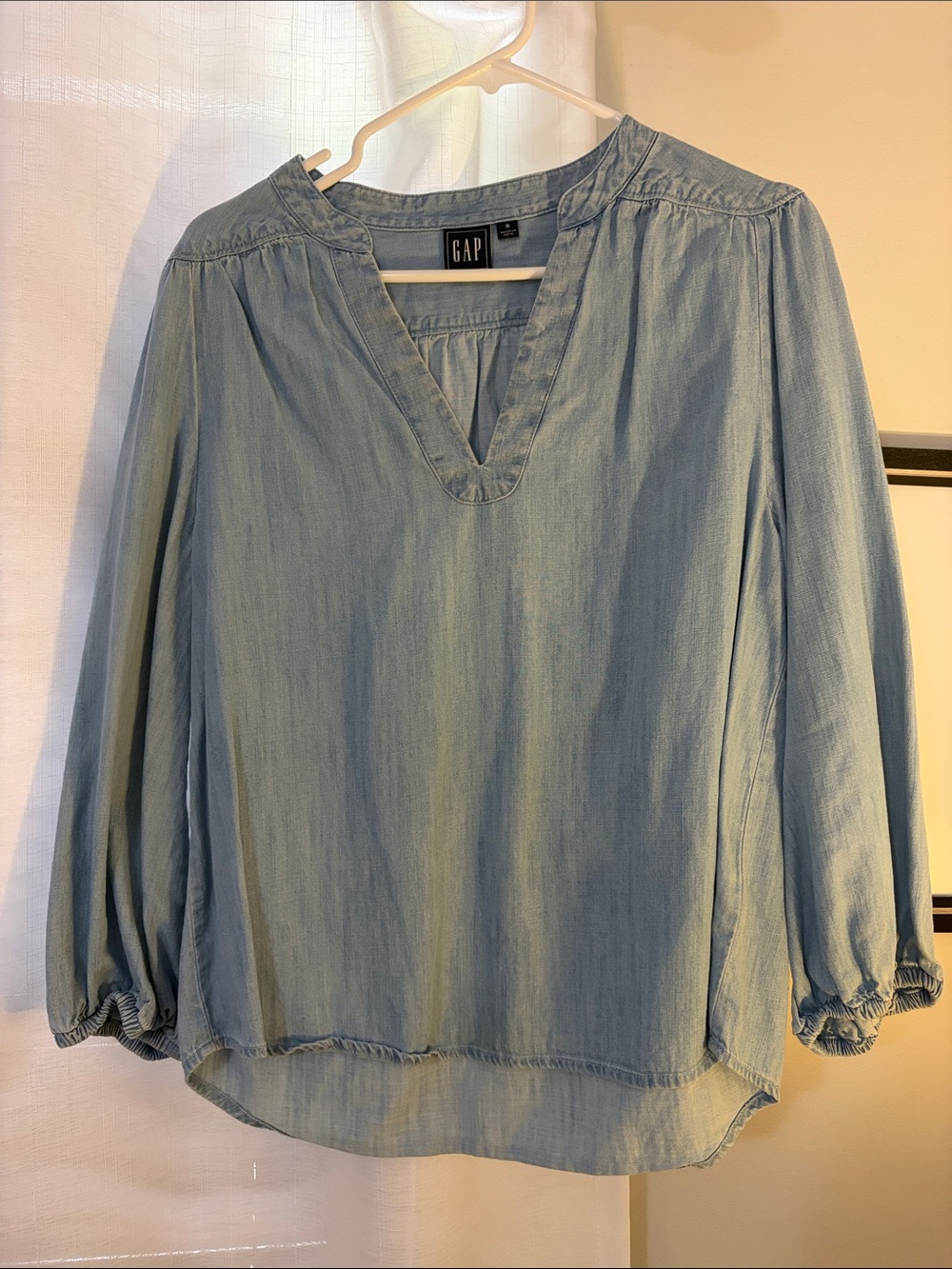 GAP Light Blue Chambray Split V-Neck Tunic